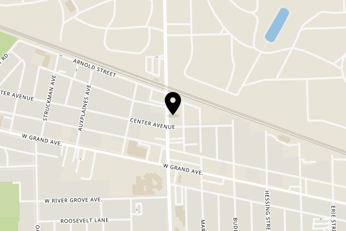 Map showing the location of The Station Cafe on 2801 N Thatcher Ave in River Grove